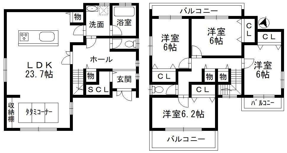 広陵町5-202　間取ヨコ