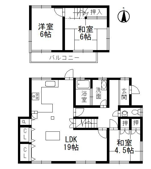 下谷上貸家間取タテ